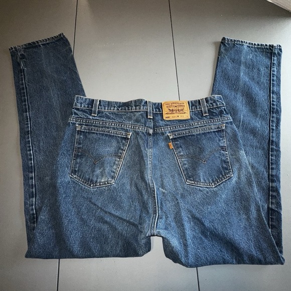 Levi's Vintage Orange‎ Label  505 Regular Fit Made In USA Blue Jeans Men's 38x34 - Picture 1 of 9